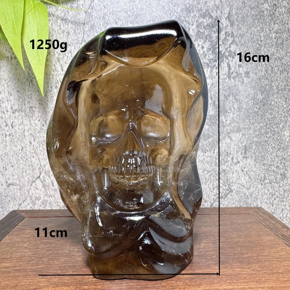 Natural Smoky Quartz Crystal Skull for Wicca Witchcraft Healing Stones Home Decor Room Decor Maison Decorative Cranium-ToShay.org