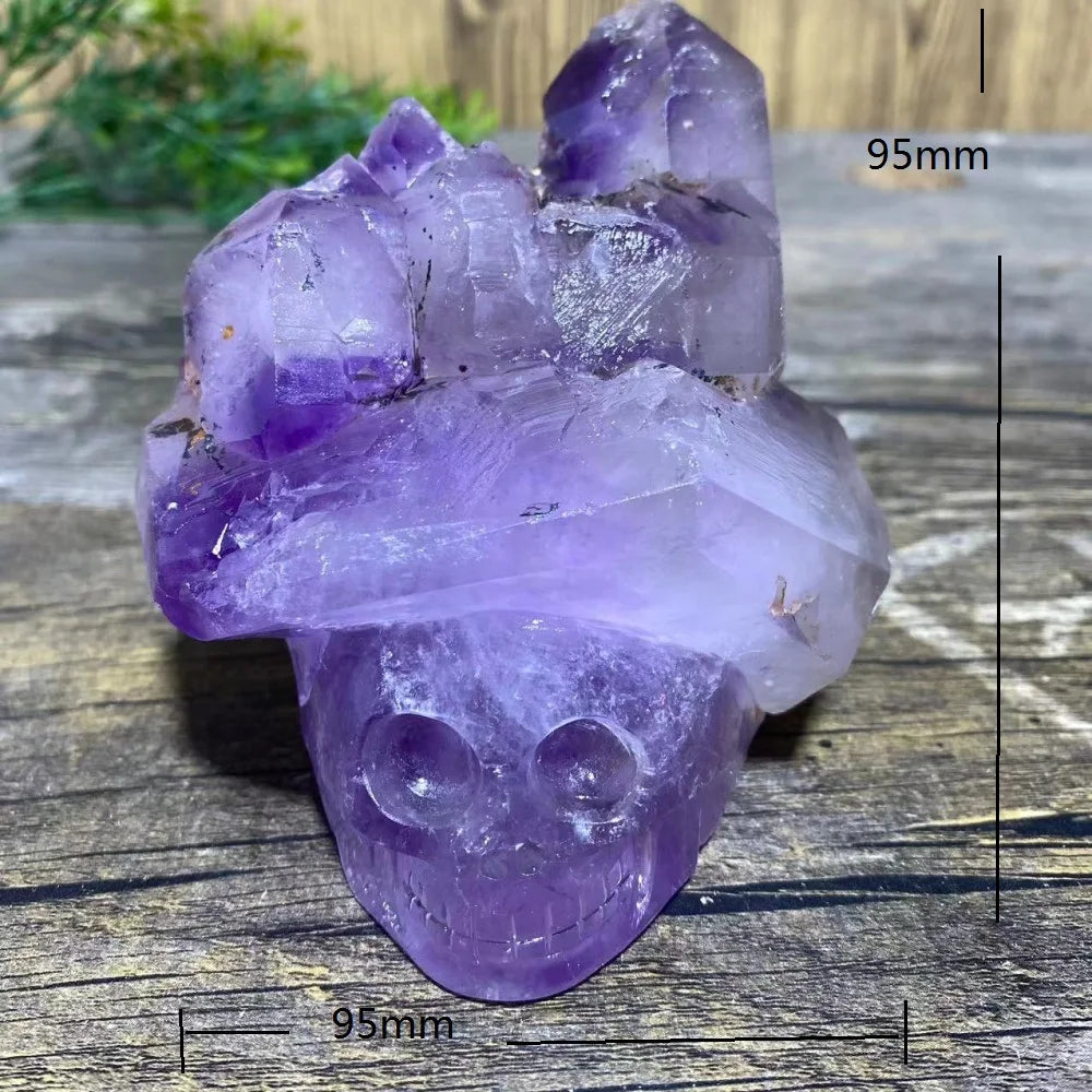 Purple Amethyst Cluster Skull-ToShay.org