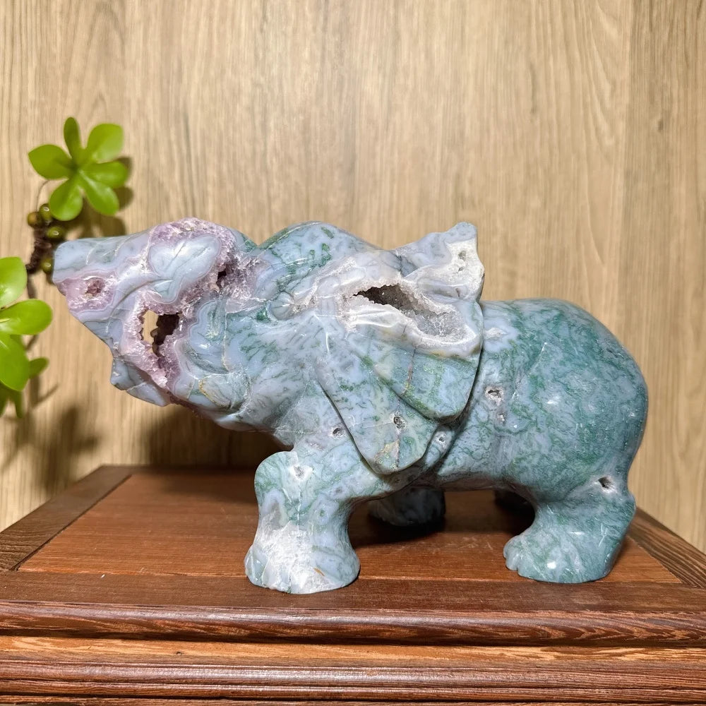 Green Moss Agate Amethyst Elephant-ToShay.org