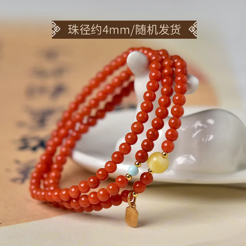 Red Agate Bead Bracelet-ToShay.org