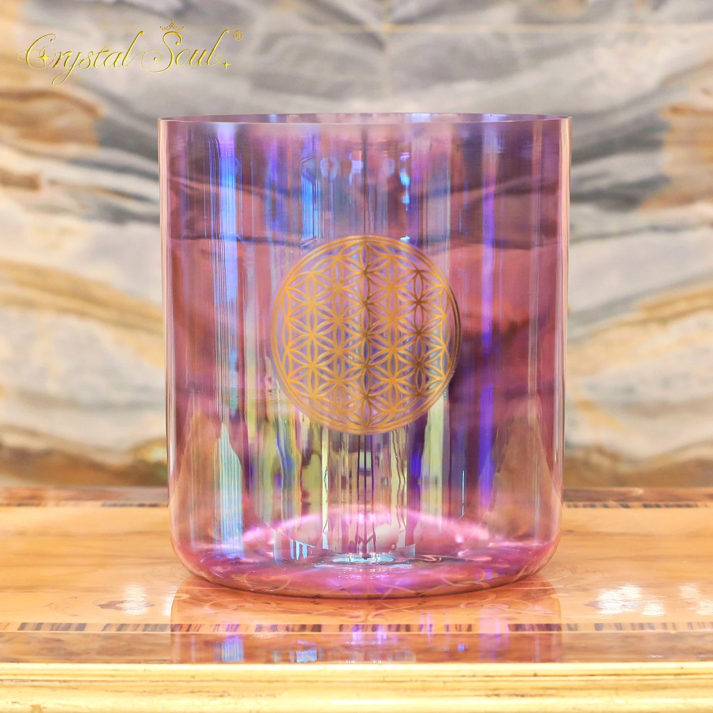 Crystal Soul Clear Alchemy Crystal Bowl with Classic Purple Customized Pattern Source Factory-ToShay.org