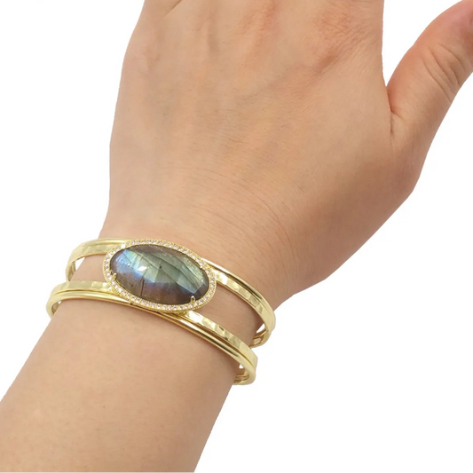 Mixed Crystal Cuff Bangle-ToShay.org