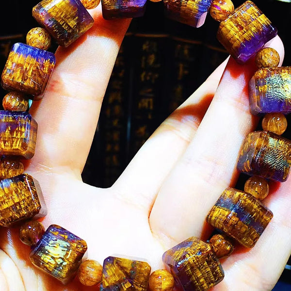 Purple Auralite Cube Bracelet-ToShay.org