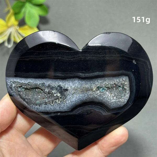 Black Agate Geode Heart-ToShay.org