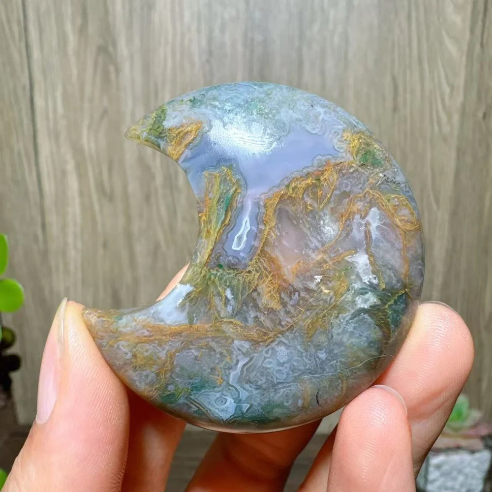 Green Moss Agate Moon-ToShay.org
