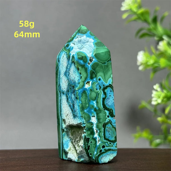 Blue Chrysocolla Malachite Point-ToShay.org