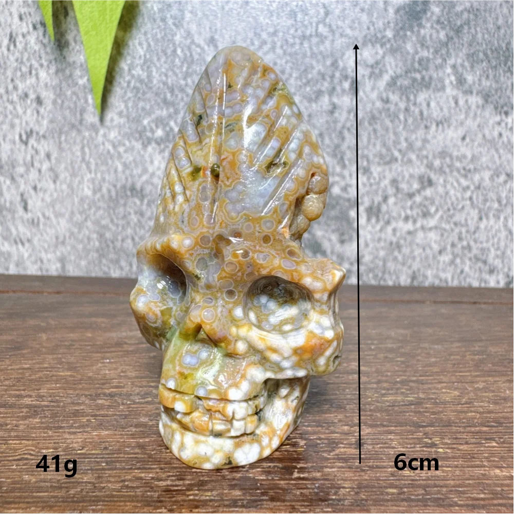 Ocean Jasper Feather Skull-ToShay.org