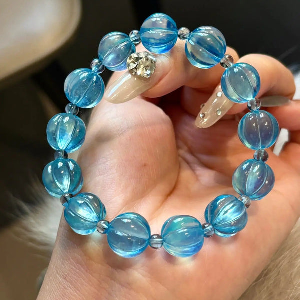 Blue Aquamarine Pumpkin Bracelet-ToShay.org