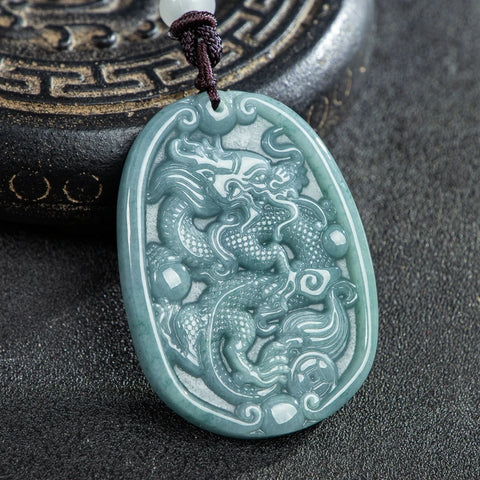 Blue Jade Dragon Pendant-ToShay.org
