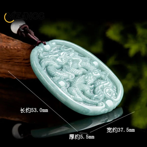Blue Jadeite Dragon Pendant-ToShay.org