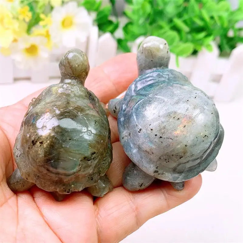 Natural Labradorite Turtle Carving Animal Model Crafts Fashion Home Decoration Healing Fengshui Gift 1pcs-ToShay.org