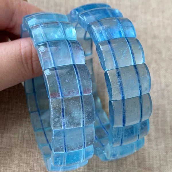 Blue Aquamarine Bead Bracelet-ToShay.org