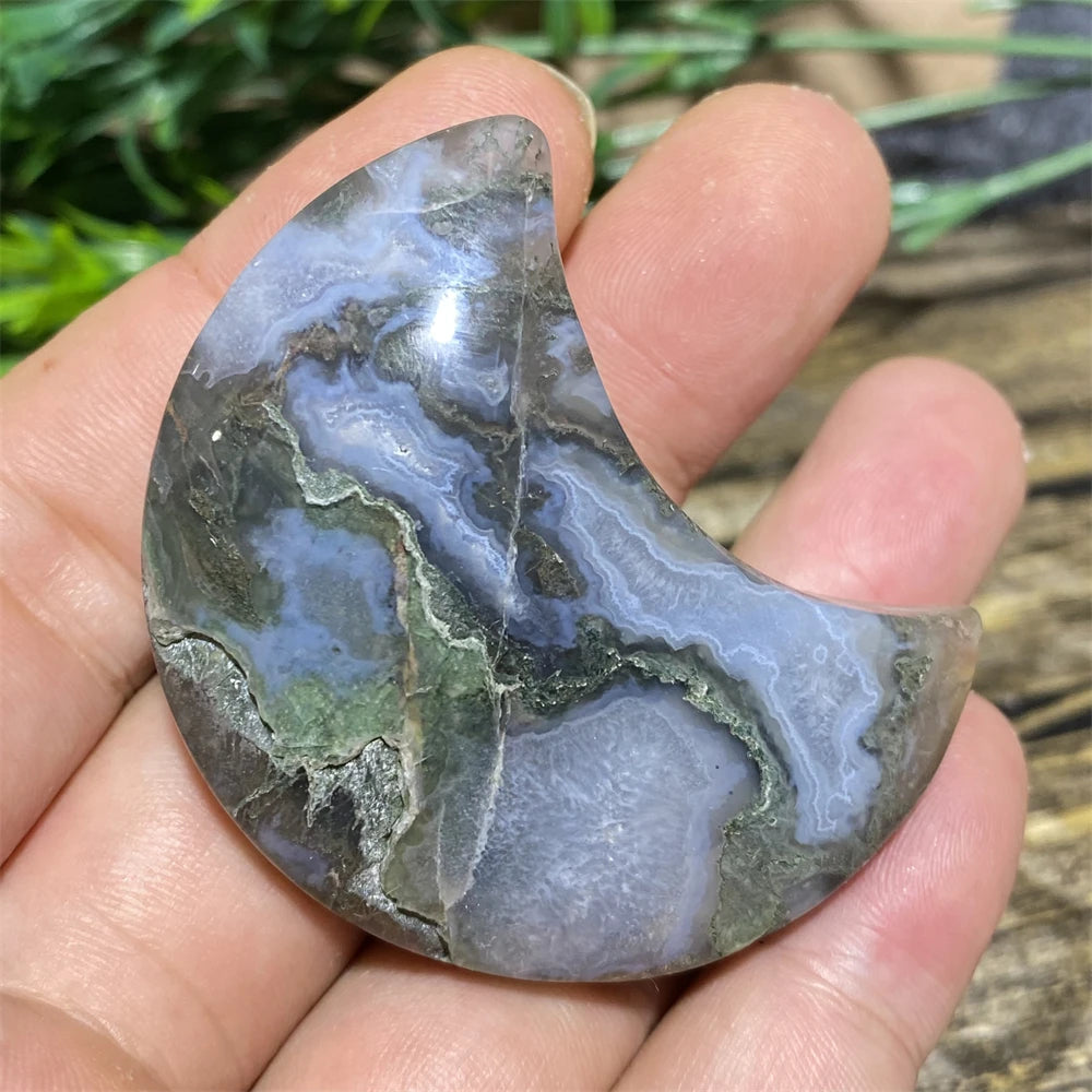 Green Moss Agate Moon-ToShay.org