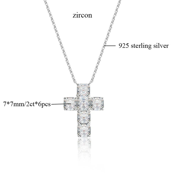 Silver Diamond Cross Pendant-ToShay.org