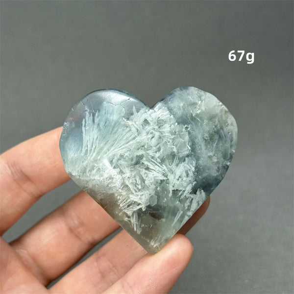 Green Feather Fluorite Heart-ToShay.org