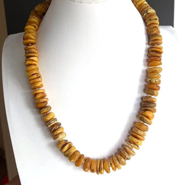 Yellow Amber Bead Necklace-ToShay.org