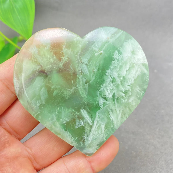 Green Feather Fluorite Heart-ToShay.org