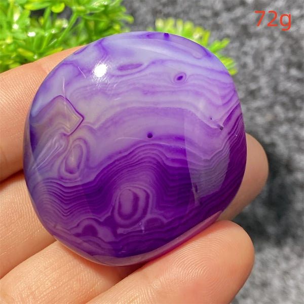 Purple Silk Agate Palm Stone-ToShay.org
