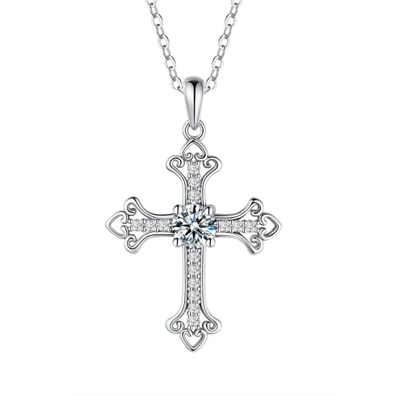 Silver Diamond Cross Pendant-ToShay.org