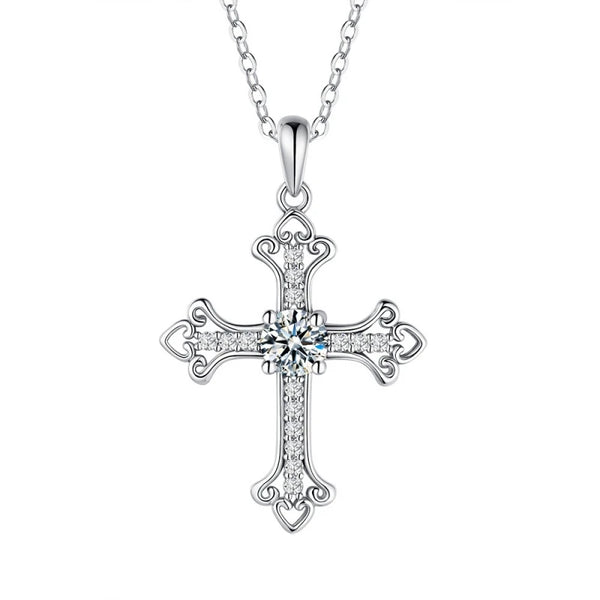 Silver Diamond Cross Pendant-ToShay.org