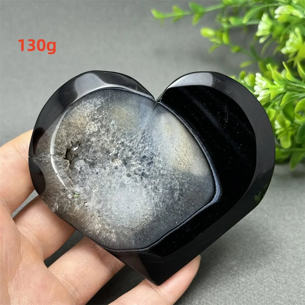 Black Agate Geode Heart-ToShay.org