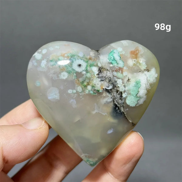 Green Sakura Agate Heart-ToShay.org