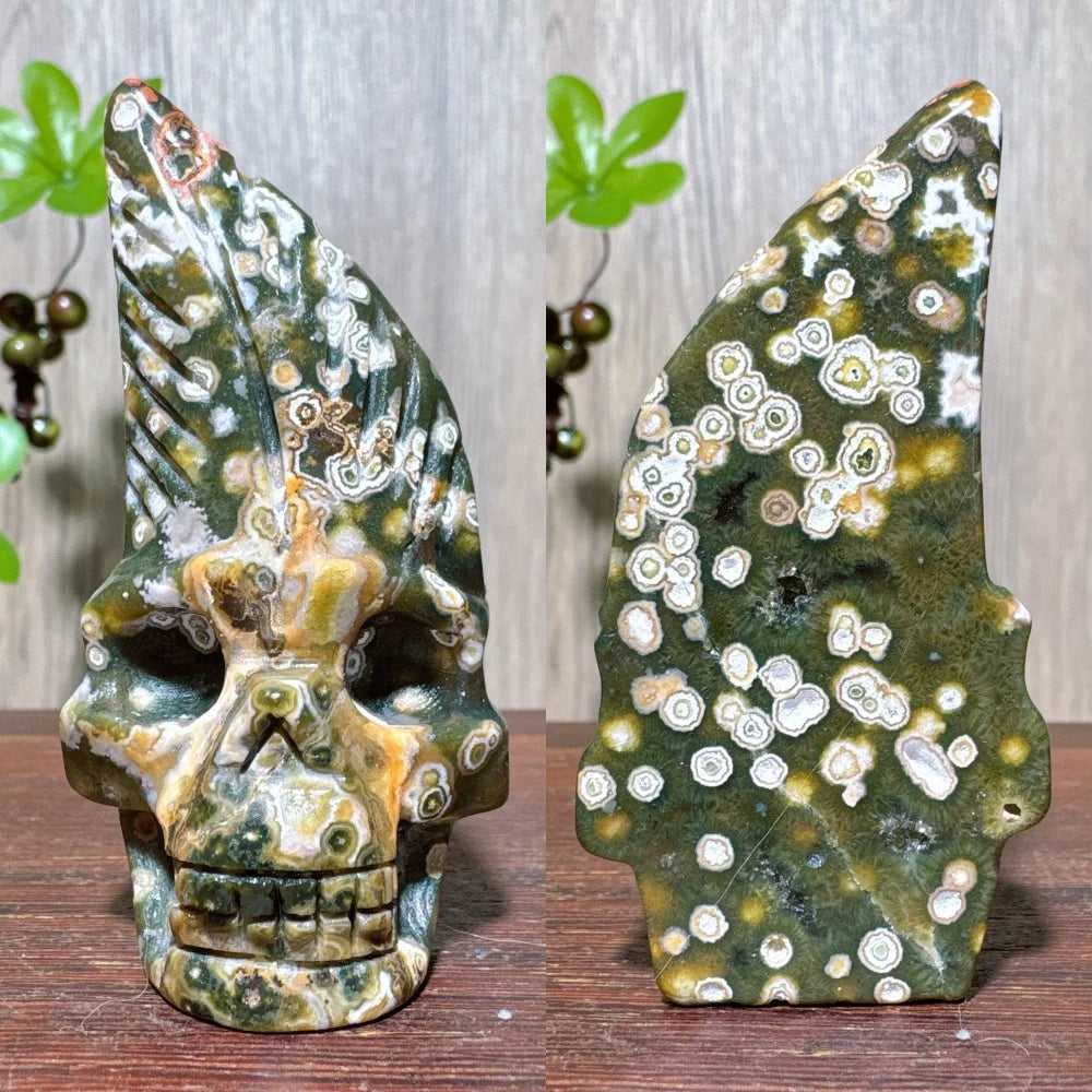 Green Ocean Jasper Skull-ToShay.org