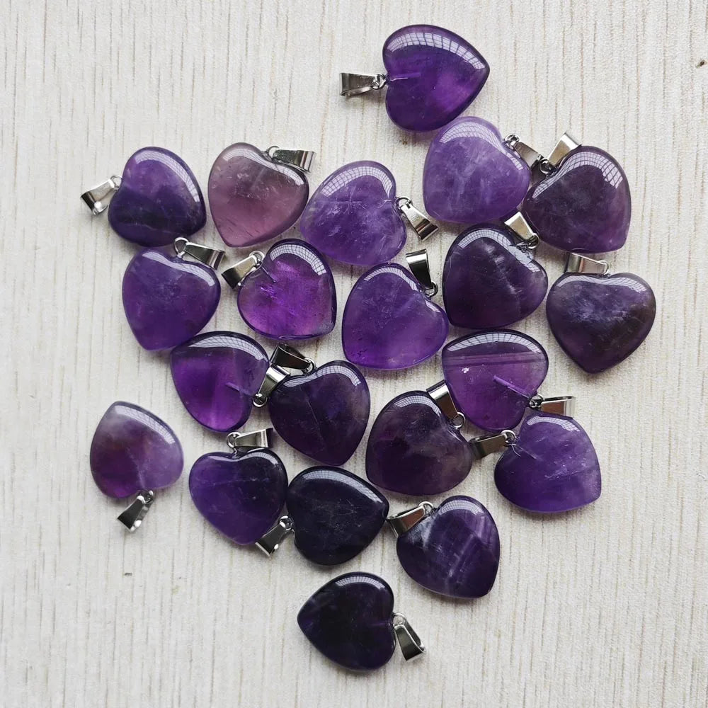 Purple Amethyst Heart Pendants-ToShay.org