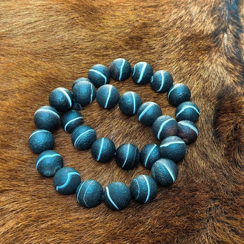 Black Matte Agate Dzi Bracelet-ToShay.org