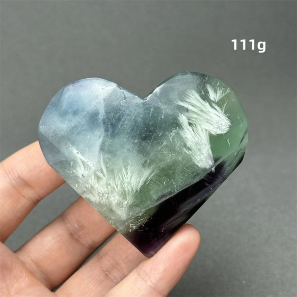 Green Feather Fluorite Heart-ToShay.org