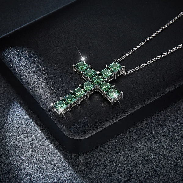 Green Diamond Cross Pendant-ToShay.org