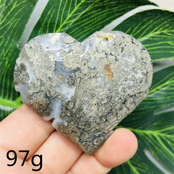 Yellow Chalcopyrite Agate Heart-ToShay.org