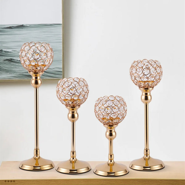Gold Crystal Candle Holder-ToShay.org