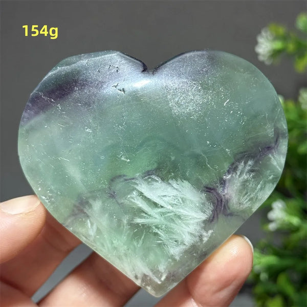Green Feather Fluorite Heart-ToShay.org