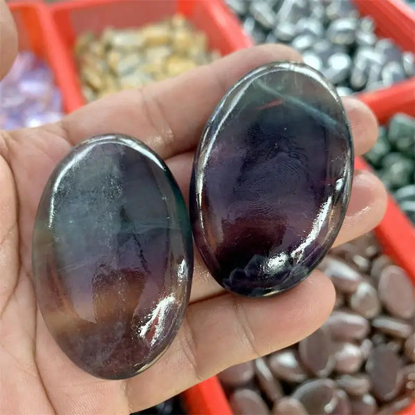 Rainbow Fluorite Palm Stone-ToShay.org
