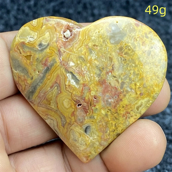 Yellow Crazy Agate Hearts-ToShay.org