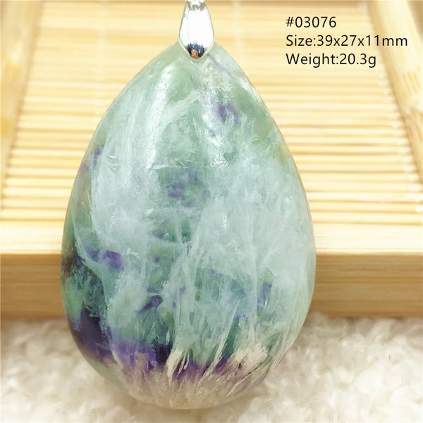 Green Feather Fluorite Pendant-ToShay.org