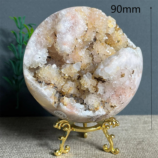Pink Flower Agate Druzy Ball-ToShay.org