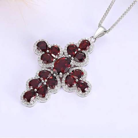 Red Garnet Cross Pendant-ToShay.org
