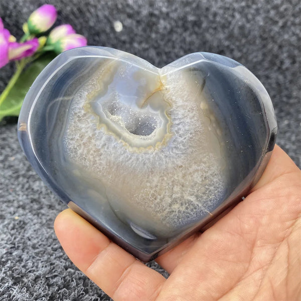 Grey Agate Geode Heart-ToShay.org