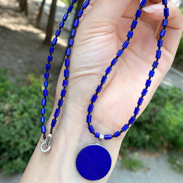 Blue Lapis Lazuli Pendant Necklace-ToShay.org