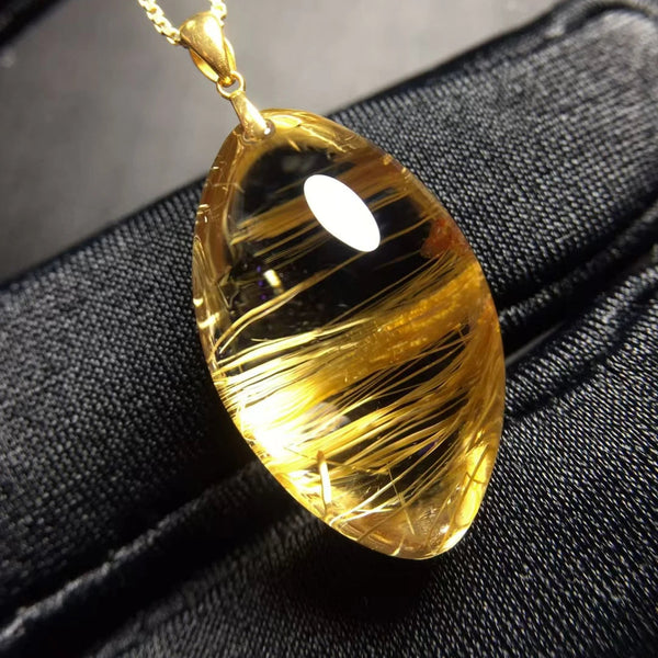 Gold Rutilated Quartz Pendant-ToShay.org