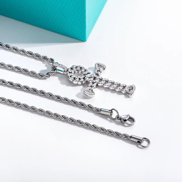 Silver Diamond Ankh Cross-ToShay.org