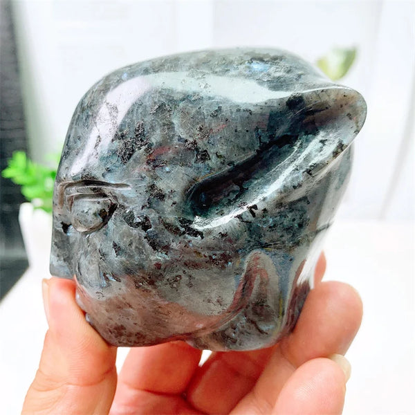 Blue Larvikite Alien Skull-ToShay.org