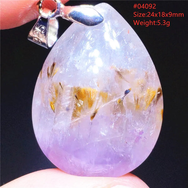 Purple Rutilated Auralite Pendant-ToShay.org