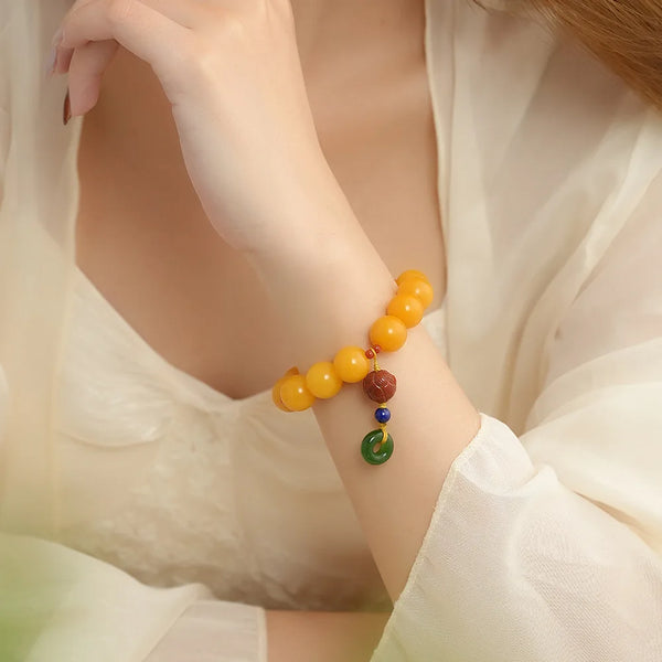 Yellow Amber Bead Bracelet-ToShay.org