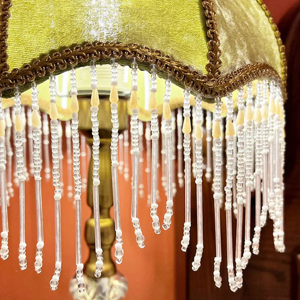Green Velvet Beaded Lampshade-ToShay.org