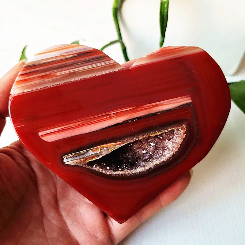 Red Agate Geode Heart-ToShay.org