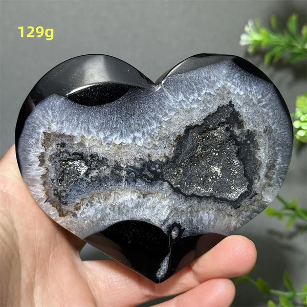Black Agate Geode Heart-ToShay.org
