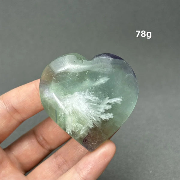Green Feather Fluorite Heart-ToShay.org